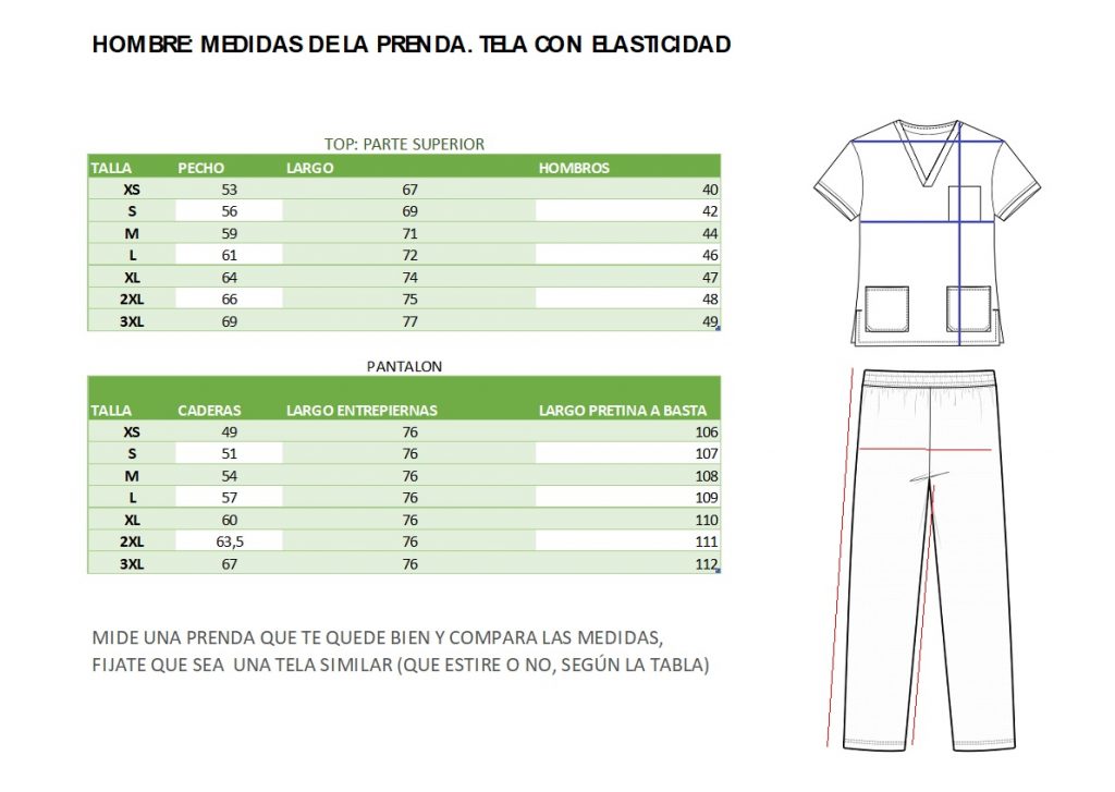tabla medidas hombre